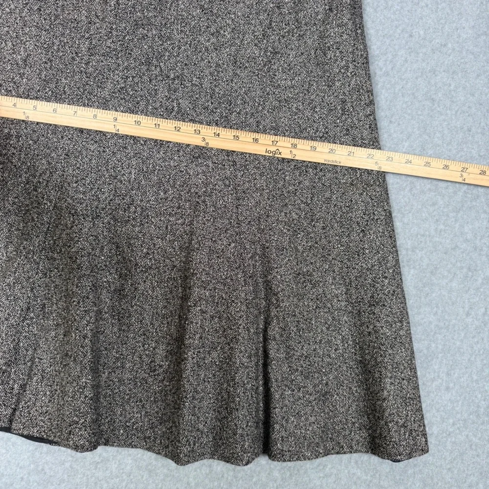 Talbots Vintage Brown Tweed Wool Silk Blend A-Line Midi Skirt Size 10 Flare Hem